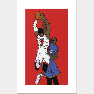 Dwyane Wade Dunk on Kendrick Perkins Posters and Art